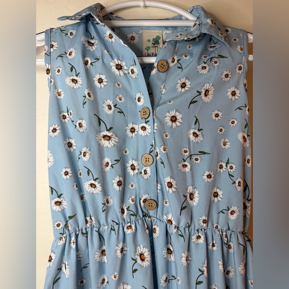 Lily Bleu Girls Blue Daisy Floral Button Front Dress Size 12 - Picture 4 of 8